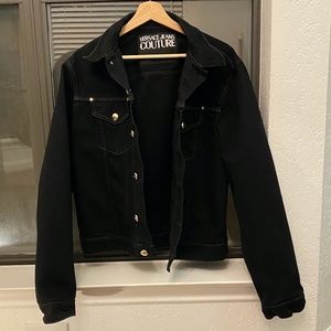 Versace Trucker Jacket, Large, Navy with Gold Buttons